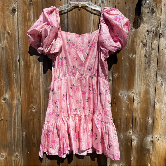LoveShackFancy Springtime Pink Floral Puff Sleeve Dress - Picture 4 of 6